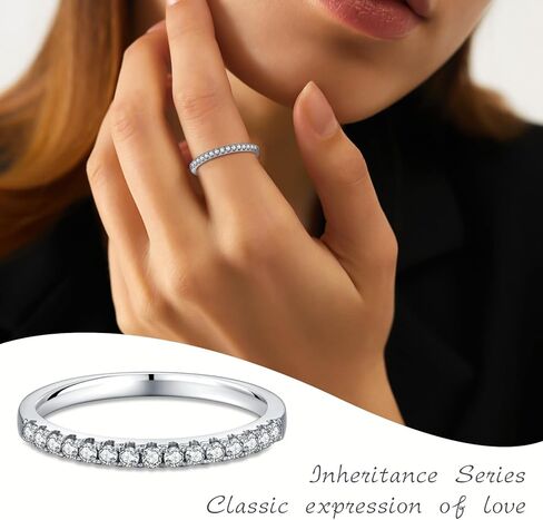 Moissanite Engagement Ring 0.33Ct Sterling Silver with 18K Gold Plated for Women, Moissanite Half Eternity Rings VVS1 Clarity D Color Wedding band in Saudi Arabia