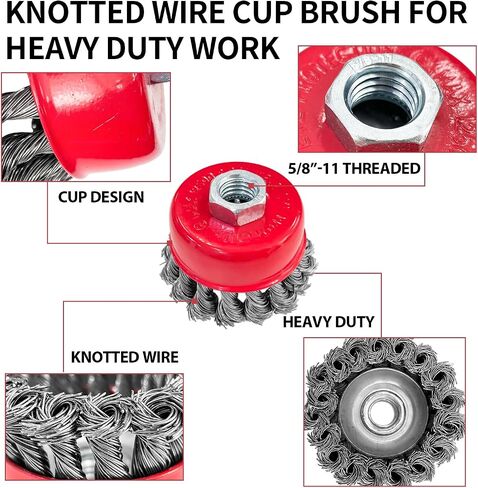 Sutekus Wire Wheel Cup Brush Twist Knotted Wire Brush Coarse Crimped Wire Brush Carbon Steel Wire Wheel with 5/8 Inch-11 Threaded Arbor for Angle Grinders (2) in Saudi Arabia