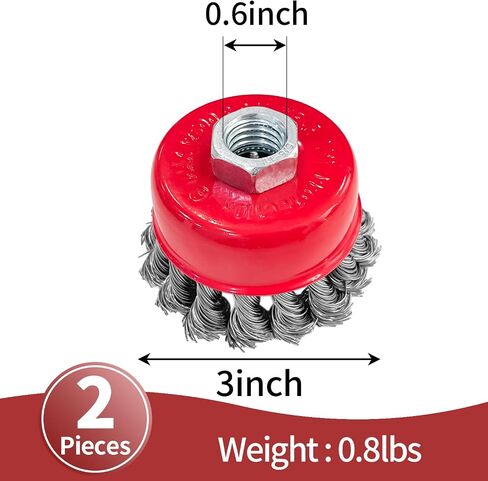 Sutekus Wire Wheel Cup Brush Twist Knotted Wire Brush Coarse Crimped Wire Brush Carbon Steel Wire Wheel with 5/8 Inch-11 Threaded Arbor for Angle Grinders (2) in Saudi Arabia