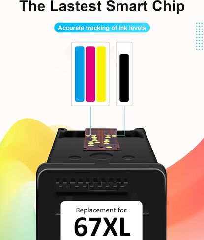 خرطوشة حبر سوداء 67XL لحبر HP 67 حبر طابعة بديل أسود عالي الإنتاجية 67 XL لـ Envy 6000 6055 6058 6075 6400 6455 لـ Deskjet 2752 2755 2755e 4152 4155 2800 لـ DeskJet Plus 4100 (2 أسود) in Kuwait