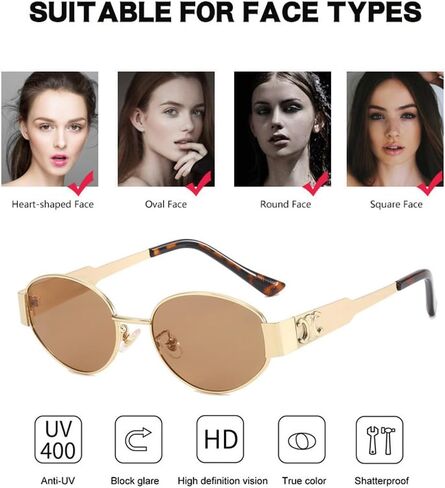 IDOTTA Retro Oval Sunglasses for Women Men Rectangle Metal Frame UV400 Protection Sun Glasses in Saudi Arabia