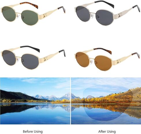 IDOTTA Retro Oval Sunglasses for Women Men Rectangle Metal Frame UV400 Protection Sun Glasses in Saudi Arabia