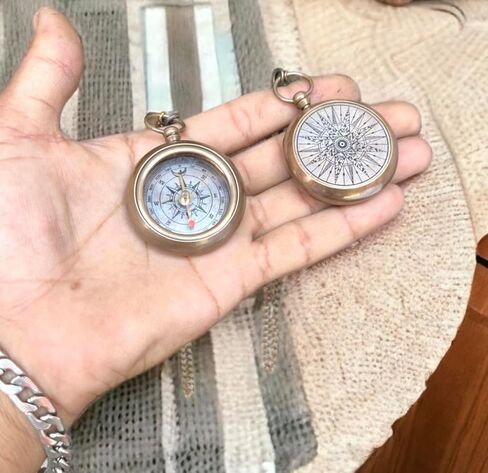 Brass Working Compass Necklace, Antique with Beautiful Star Dial, for Girl, Boy, Men, Women, Son, Daughter, Friend, Cousin, Dad, Mom, Loved Once. Husband, Boyfriend, Girlfriend, Her/Him Compass in Kuwait