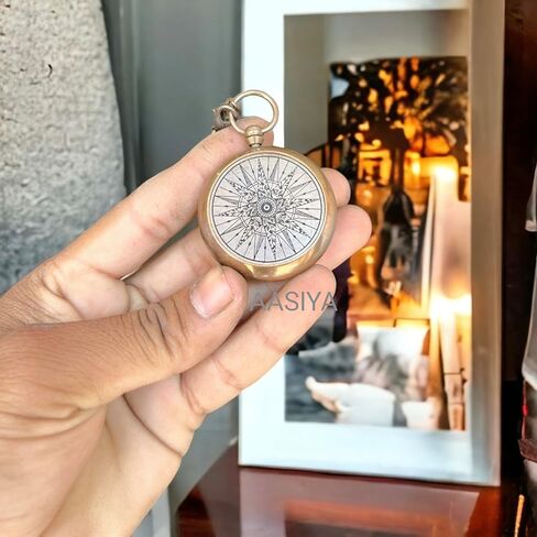 Brass Working Compass Necklace, Antique with Beautiful Star Dial, for Girl, Boy, Men, Women, Son, Daughter, Friend, Cousin, Dad, Mom, Loved Once. Husband, Boyfriend, Girlfriend, Her/Him Compass in Kuwait