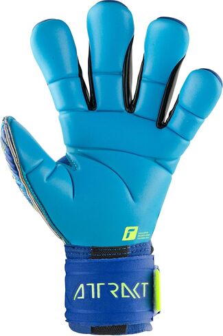 قفازات Reusch Attrakt Pro AX2 Ortho-Tec لحارس المرمى، أزرق حقيقي/ذهبي/أزرق مائي، مقاس 9 in Saudi Arabia