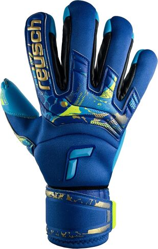 قفازات Reusch Attrakt Pro AX2 Ortho-Tec لحارس المرمى، أزرق حقيقي/ذهبي/أزرق مائي، مقاس 9 in Saudi Arabia