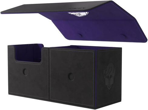 Gamegenic The Academic 133+ XL Premium Deck Box | تخزين البطاقات بأكمام مزدوجة | حامي ألعاب البطاقات | يحمل ما يصل إلى 122 بطاقة بالإضافة إلى ملحقات الألعاب | اللون أسود/بنفسجي | صنع in Saudi Arabia