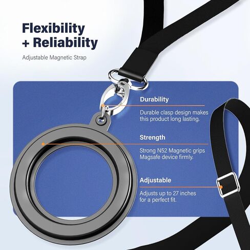 Magnetic iPhone Lanyard, Adjustable 27" Cell Phone Neck Strap Holder (Compatible with Magsafe) in Kuwait