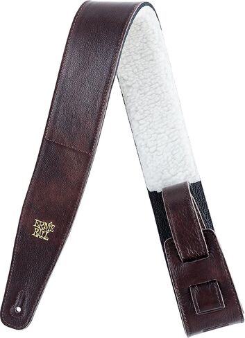Ernie Ball Italian Leather with Fur Padding Guitar Strap, Black (P04137) in Saudi Arabia