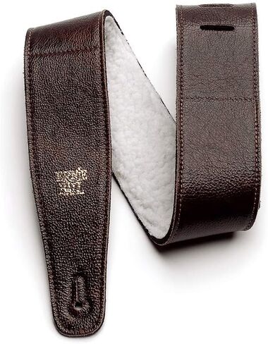 Ernie Ball Italian Leather with Fur Padding Guitar Strap, Black (P04137) in Saudi Arabia