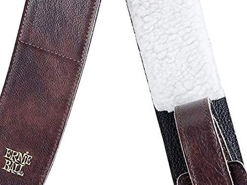 Ernie Ball Italian Leather with Fur Padding Guitar Strap, Black (P04137) in Saudi Arabia