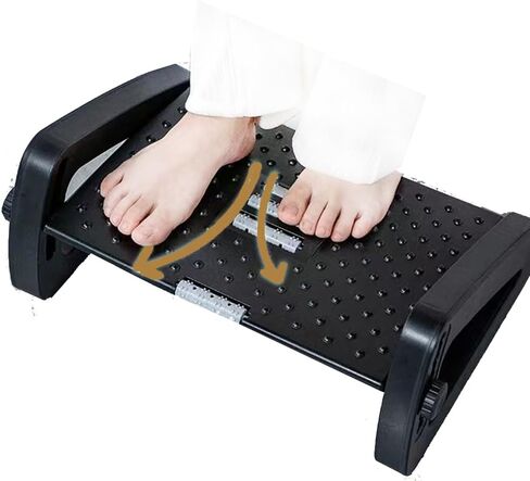 مقعد مريح للقدمين تحت المكتب، مسند للقدمين قابل للتعديل، يدعم إمالة مسند القدمين، مسند للقدمين مع تدليك دوار للاستخدام تحت الكرسي في المكتب، مسند للقدمين في مكتب العمل (أسود) in Kuwait