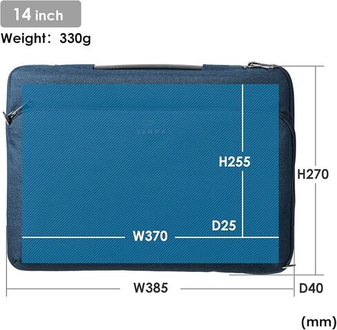 SANWA 14 inch Laptop Sleeve Case with Front Pocket, YKK Zipper, Waterproof Shock Resistant Bag, Accessory Pocket, Compatible with MacBook, Pad, Tablet, Surface, Dell, HP, Lenovo, Computer, Navy in Kuwait