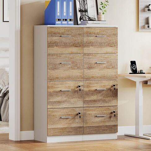 DWVO 4-Drawer File Cabinet with Lock, Filing Cabinet for Letter A4-Sized Files, Set of 2, Upgraded, Grey Wash in Saudi Arabia
