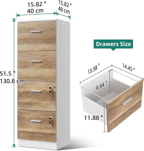 DWVO 4-Drawer File Cabinet with Lock, Filing Cabinet for Letter A4-Sized Files, Set of 2, Upgraded, Grey Wash in Saudi Arabia
