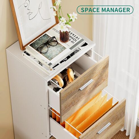 DWVO 4-Drawer File Cabinet with Lock, Filing Cabinet for Letter A4-Sized Files, Set of 2, Upgraded, Grey Wash in Saudi Arabia