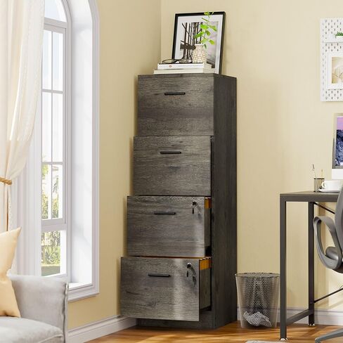 DWVO 4-Drawer File Cabinet with Lock, Filing Cabinet for Letter A4-Sized Files, Set of 2, Upgraded, Grey Wash in Saudi Arabia
