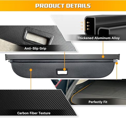 غطاء شحن لسيارة شيفروليه/تشيفي تراكس 2024، غطاء صندوق خلفي محسّن قابل للسحب متوافق مع غطاء أمان صندوق السيارة تشيفي تراكس 2024، ملحقات السيارة، أسود (ألياف الكربون) in Kuwait