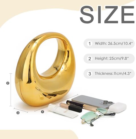 محفظة بمقبض علوي من الأكريليك الذهبي من Oweisong للنساء Moon Hape حقيبة يد ملونة شفافة كتف مسائية مع سلسلة in Kuwait