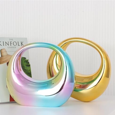 محفظة بمقبض علوي من الأكريليك الذهبي من Oweisong للنساء Moon Hape حقيبة يد ملونة شفافة كتف مسائية مع سلسلة in Kuwait