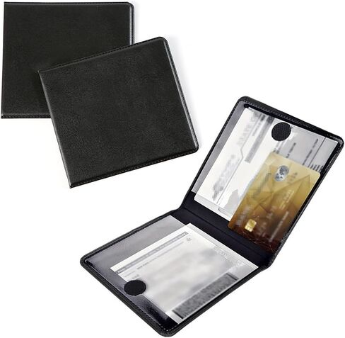 Car Registration and Insurance Holder, Auto Paperwork Cover, Vehicle Document Holder Glove Box Organize for Driver License, Card, Cash (Black 2PCS) in Saudi Arabia