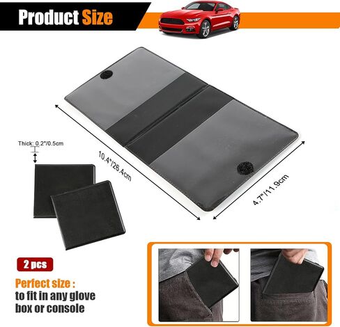 Car Registration and Insurance Holder, Auto Paperwork Cover, Vehicle Document Holder Glove Box Organize for Driver License, Card, Cash (Black 2PCS) in Saudi Arabia