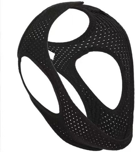 حزام الذقن لأجهزة مكافحة الشخير - حل الشخير بحزام الذقن Cpap المسامي، يقلل الشخير بشكل فعال، شعر غير لاصق، لا يبهت - أسود in Kuwait