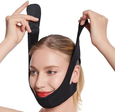 حزام الذقن لأجهزة مكافحة الشخير - حل الشخير بحزام الذقن Cpap المسامي، يقلل الشخير بشكل فعال، شعر غير لاصق، لا يبهت - أسود in Kuwait