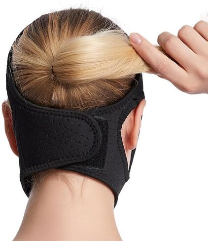 حزام الذقن لأجهزة مكافحة الشخير - حل الشخير بحزام الذقن Cpap المسامي، يقلل الشخير بشكل فعال، شعر غير لاصق، لا يبهت - أسود in Kuwait