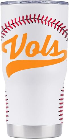 Gametime Sidekicks Tennessee 20oz White Tumbler - Officially Licensed, 18/8 Stainless Steel, Double-walled, Vacuum-insulated - Baseball Full Wrap in Saudi Arabia