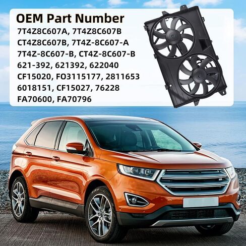 621-392 استبدال مجموعة مروحة تبريد المبرد المزدوج لـ Ford Edge 2007 2008 2009 2010 2011 2012 2013 2014 2015، Lin-coln MKX 2007-2015 V6 3.5L 3.7L 7T4Z8C607B 7T4Z8C607A CT4Z8C60 7ب فاهاها in Kuwait