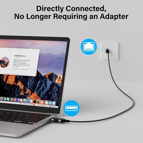 كابل USB رفيع إلى إيثرنت بطول 6 أقدام، سلك رفيع USB 3.0 A إلى RJ45، متصل مباشرة، ألومنيوم، مضفر، OFC، كابل شبكة USB إلى RJ45 Gigabit LAN لأجهزة الكمبيوتر المحمول والكمبيوتر الشخصي والمحول والمزيد، OD: 3.6 مم in Kuwait