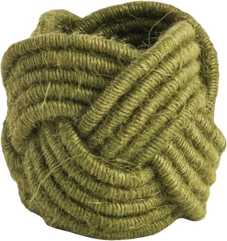 SARO LIFESTYLE NR241.G Braided Jute Napkin Rings (4 Pack), Green in Saudi Arabia
