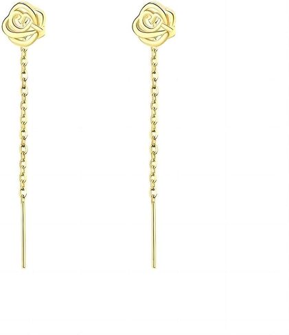 925 Silver Rose Dangle Drop Earrings for Women Girls in Saudi Arabia