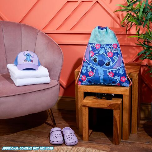 Disney Kids Drawstring Bags - Swimming Bag, School PE Bag (Blue Stitch) in Kuwait