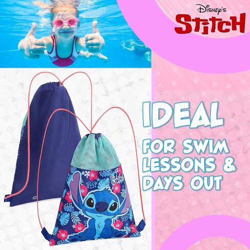 Disney Kids Drawstring Bags - Swimming Bag, School PE Bag (Blue Stitch) in Kuwait