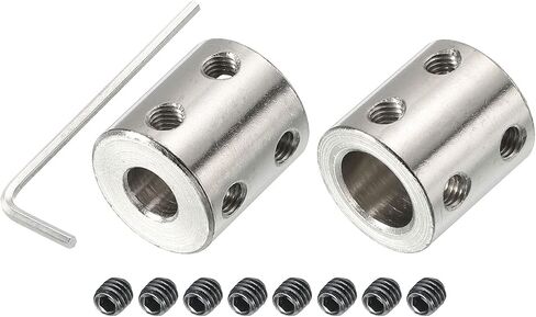 PATIKIL Shaft Coupler Connector L22 x D20 12mm to 12mm Bore Rigid Coupling Stainless Steel Shaft Joint w Screw,Wrench for 3D Printers Silver 2Pack in Saudi Arabia