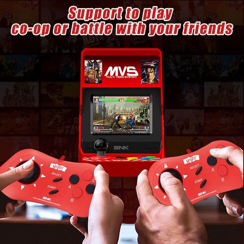UNICO SNK MVS Mini Arcade ووحدة التحكم الحمراء [يتضمن كابل HDMI]، 45 لعبة SNK NeoGeo الكلاسيكية المحملة مسبقًا: The King of The Fighters / Metal SLUG والمزيد in Kuwait