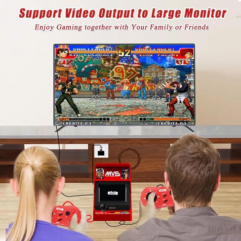 UNICO SNK MVS Mini Arcade ووحدة التحكم الحمراء [يتضمن كابل HDMI]، 45 لعبة SNK NeoGeo الكلاسيكية المحملة مسبقًا: The King of The Fighters / Metal SLUG والمزيد in Kuwait