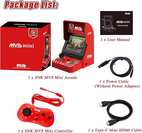 UNICO SNK MVS Mini Arcade ووحدة التحكم الحمراء [يتضمن كابل HDMI]، 45 لعبة SNK NeoGeo الكلاسيكية المحملة مسبقًا: The King of The Fighters / Metal SLUG والمزيد in Kuwait