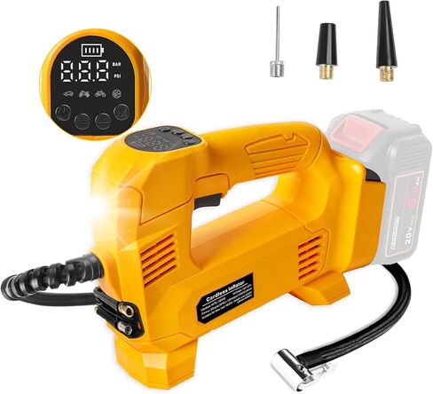 Cordless Tire Inflator Compatible with DEWALT 20V Max Battery,150PSI Portable Air Compressor with Digital Pressure Gauge,Auto Air Pump for Ball,Bike,Car,Motorcycle (Battery Not Included) in Kuwait