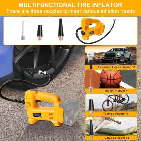 Cordless Tire Inflator Compatible with DEWALT 20V Max Battery,150PSI Portable Air Compressor with Digital Pressure Gauge,Auto Air Pump for Ball,Bike,Car,Motorcycle (Battery Not Included) in Kuwait