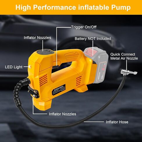 Cordless Tire Inflator Compatible with DEWALT 20V Max Battery,150PSI Portable Air Compressor with Digital Pressure Gauge,Auto Air Pump for Ball,Bike,Car,Motorcycle (Battery Not Included) in Kuwait
