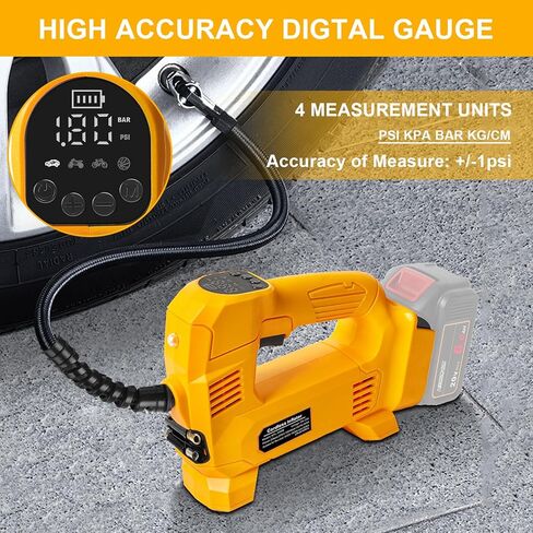 Cordless Tire Inflator Compatible with DEWALT 20V Max Battery,150PSI Portable Air Compressor with Digital Pressure Gauge,Auto Air Pump for Ball,Bike,Car,Motorcycle (Battery Not Included) in Kuwait