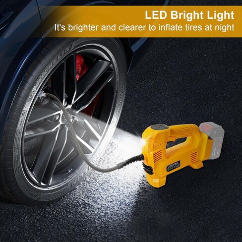 Cordless Tire Inflator Compatible with DEWALT 20V Max Battery,150PSI Portable Air Compressor with Digital Pressure Gauge,Auto Air Pump for Ball,Bike,Car,Motorcycle (Battery Not Included) in Kuwait