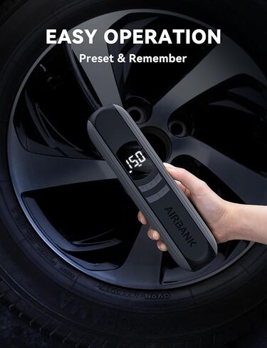 منفاخ إطارات AIRBANK ضاغط هواء محمول 2600 مللي أمبير في الساعة * 3 150 رطل لكل بوصة مربعة، مضخة دراجة كهربائية لاسلكية، منفاخ إطارات ذكي لقياس الضغط التلقائي مع ضوء LED لكرة الدراجة النارية للسيارة، A10 in Kuwait