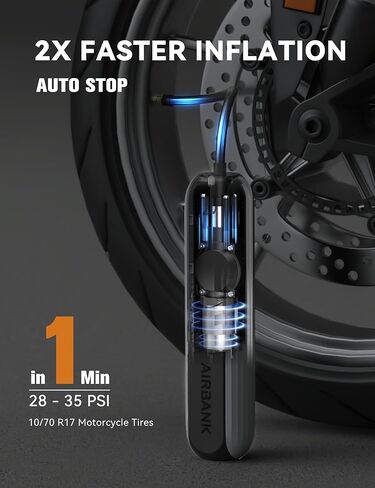 منفاخ إطارات AIRBANK ضاغط هواء محمول 2600 مللي أمبير في الساعة * 3 150 رطل لكل بوصة مربعة، مضخة دراجة كهربائية لاسلكية، منفاخ إطارات ذكي لقياس الضغط التلقائي مع ضوء LED لكرة الدراجة النارية للسيارة، A10 in Kuwait