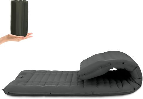 Inflating Sleeping Pad for Camping.4.5 in Thick Sleeping Mat .Compact Waterproof Camping Air Mattress with Pillow.Foot Pressure Inflatable Camping Pads for Backpacking & Hiking. (Grey) in Saudi Arabia