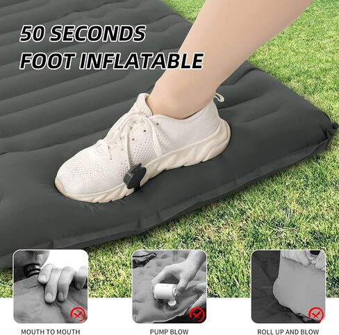Inflating Sleeping Pad for Camping.4.5 in Thick Sleeping Mat .Compact Waterproof Camping Air Mattress with Pillow.Foot Pressure Inflatable Camping Pads for Backpacking & Hiking. (Grey) in Saudi Arabia