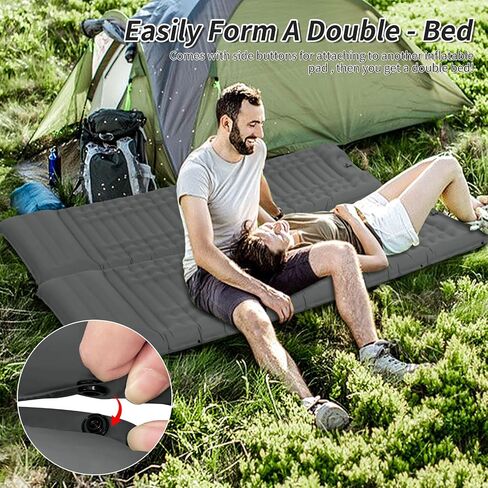 Inflating Sleeping Pad for Camping.4.5 in Thick Sleeping Mat .Compact Waterproof Camping Air Mattress with Pillow.Foot Pressure Inflatable Camping Pads for Backpacking & Hiking. (Grey) in Saudi Arabia